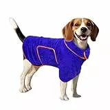 Bibykivn Hundebademantel, Bademantel für Hunde Schnell Trockend Einstellbar Hundehandtuch mit Klettverschluss für Große Mittel und Kleine Hunde (Blau, M)
