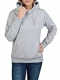DENIMFY Hoodie Damen Regular Fit DFEmma Kapuzenpullover Pullover Cross-Over Kragen Grau L, Größe:L, Farben:Light Grey Melange