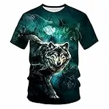 Herren T-Shirt 3D Druck Ashion Herren Tops Wolf 3D Print T-Shirt Cooles Lustiges T-Shirt Kurzarm Tops T-Shirt-3XL