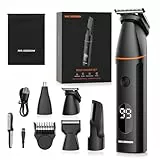 Intimrasierer Mann, Körperrasierer Herren, 4 in 1 Barttrimmer Männer mit Nasenhaartrimmer, wiederaufladbarer Elektrorasierer für Körper, Intimbereich, Bart, Rücken, Hoden und Scham (Schwarz)