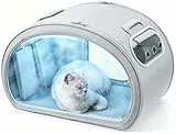 Pecute Katzenkühlhaus mit Dual-Kühl-System (6 Kühlakkus & Gel-Matte) – Faltbares Katzenzelt Sommer, Kühlt bis zu 8 Std. um 6°C – Wasserdichtes, Kratzfestes Katzenkühlbett für drinnen & draußen,Grau M