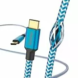 Hama Ladekabel „Reflective“ USB C auf USB C, Nylon, 1,5m (Schnellladung, Handy Ladekabel, Datenkabel, USB Kabel, Handykabel, USB Typ C, Knickschutz, flexibel, vergoldet, maximal kompatibel) blau