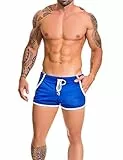 Alivebody Herren Gittergewebe Sportlich Kurze Hose zum Laufen Trainieren Schwimmen Fitness Hosen Color Blue Size M