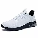 GOOBON Herren Laufschuhe Air Sportschuhe Running Shoes Atmungsaktiv Leichte Turnschuhe Fitness Walking Sneakers Weiß Schwarz Size 46 EU