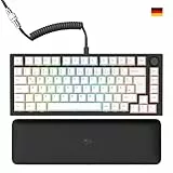 Glorious Gaming GMMK PRO 75% – Modulares mechanisches Gaming-Keyboard, TKL, Grundgerüst 1,5 kg, voll anpassbar, Spiralkabel, Handgelenkablage, PBT-Tastenkappen, Deutsch QWERTZ Layout - Schwarz
