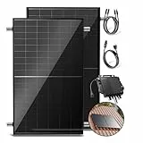 Solakon® 1000W Balkonkraftwerk mit Halterung (Ziegeldach, Paarmontage) - 800W komplett Steckdose - neuester 800W Wechselrichter - Solaranlage Komplettset - 500W bifaziale Solarmodule inkl. Zubehör
