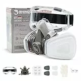 RHINO Smart Solutions Atemschutzmaske Gase Dämpfe | Gasmaske mit A1P2 Filter für Lackier, Feinstaub, Arbeitein, Schleifen | Staubmasken, Handschuhe, Schutzbrille, Patronen und Staubfilter
