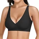 HBselect Nahtloser BH Damen Ohne Bügel V-Ausschnitt Bralette Weicher Push-Up BH Gepolstert Klassische Bustier T-Shirts BH Seamless Bra mit Zusätzlicher BH-Verlängerung