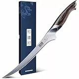 HOSHANHO Filetiermesser 23cm Küchenmesser, Profi Fischmesser und Ausbeinmesser, Fischfiletmesser Ultrascharfer mit Ergonomischem Pakkaholz-Griff