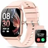 CASCHO Smartwatch Damen Herren, 1.85' HD Smart Watch, 115+ Modi, Fitness Tracker mit Bluetooth Telefonie, IP68 Wasserdicht Schrittzähler Uhr mit bis zu 30 Tage Standby für iOS und Android,Rosa Rose