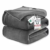 WAVVE Kuscheldecke 220x240 cm Grau Decke – Flauschige Fleecedecke, Große Warme Sofadecke & Wohndecke, Weicher Sofaüberwurf & Bettüberwurf für Couch und Bett
