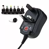 Akozon Stromversorgungsadapter, 3 V, 4,5 V, 5 V, 6 V, 7,5 V, 9 V, 12 V, 1,2 A, Stromadapter, 6-in-1-Spannungsversorgungsadapter, 12 W, Mehrspannungs-Ladestecker für LED-Licht, (UK-Stecker)