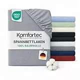 Komfortec Spannbettlaken Jersey 100% Baumwolle – 140x200 cm – 135g/m² – Weich, Atmungsaktiv & Hautfreundlich – Mit Rundumgummi – Oeko-Tex Zertifiziert – Für Boxspring, Topper & Matratzen – Grau