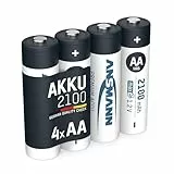 ANSMANN Akku AA Mignon 2100mAh 1,2V NiMH - wiederaufladbare Batterien AA Akkus maxE (geringe Selbstentladung & vorgeladen) ideal für Spielzeug, Funk-Tastatur/Maus, Wii & Xbox Controller (4 Stück)