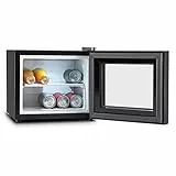 Klarstein Frosty Mini-Kühlschrank - kompakte Minibar mit Thermoelektrischem Kühlsystem, freistehend, 10 Liter Fassungsvermögen, Kühlung: 12-18 °C, schwarz, 33,4 x 30,3 x 31,5 cm (BxHxT)