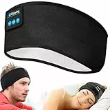 Schlafkopfhörer Bluetooth Sport Stirnband, Kabellos Schweißfest Stirnband Musik Bluetooth Kopfhörer für Männer Frauen, Weiche Kopfhörer für Sport, Fitnessstudio, Laufen, Joggen, Yoga (Schwarz)
