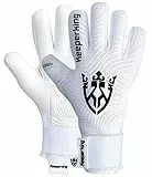 Keeperking Torwarthandschuhe für Erwachsene Fußballhandschuhe Herren Innennaht Profi Grip 4mm Fester Sitz Unisex Jonior (10,Weiß-Schwarz-Negative Schnitt