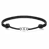 J.Endéar Fußkettchen Herz Silber 925 Damen Mädchen, Liebe Geschenk Geflochtene Seil Fußkettchen 32cm verstellbar Handmade Schwarz