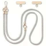 CHUQING Handykette Glitzer Handyband zum Umhängen Universal mit Strass Schlüsselband Lang Handy Umhängeband Phone Lanyard Band für Handyhülle Silber