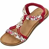 Palado Sandalen Damen Ninralla - bequeme Pantoletten mit Schmuckelementen - modische Sommerschuhe mit elastischem Riemen Pink UK5,5 - EU38