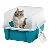 Iris Ohyama Katzenklo mit Schaufel, bis 7 kg, Blau, offen, ohne Deckel, Katzentoilette, hoher Abnehmbarer Rand, Für große Katzen, Kätzchen, Toilet, XXL Toilette, BPA-frei, Cat Litter Box, CLH-12