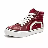 HEVA Damen Klassische Segeltuchschuhe Bequeme Turnschuhe Herren Schnürschuh Trainer Freizeitschuhe(4UK 37EU,hoch Burgundisch)