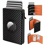 dwnkove Airtag Wallet, Slim Wallet for Men, Kartenetui Herren mit RFID Schutz, Kreditkartenetui für 9-14 Karten, Smart Wallet, Magnetschalter und Pop Up-Mechanismus, ID-Fenster | Cash-Slot