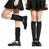 SIWOKJJO 2 Paar Stulpen, Gestrickt Beinwärmer, Damen Schwarz Ballett Beinstulpen, Leg Warmers Knöchelwärmer für Frauen, Ballett, Yoga, Partys
