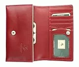 Visconti Monza-Kollektion Maria Damen Geldbörse Geldbeutel Leder, pflanzlich gegerbt, mit Klippverschluss mit RFID-Schutz MZ12 Rot