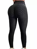SEASUM Damen-Yogahose mit hoher Taille, Bauchweg-Leggings, für schlanke Optik sorgende Leggings, für Training, Laufen, Po-Push - Schwarz - Groß