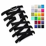 Olukssck 2 Paar Elastische Schnürsenkel Ohne Binden, Schuhbänder mit Metall Lock, Schnürsenkel Schnellverschluss für Kinder Erwachsene Schuhe, Schwarz