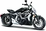 Maisto Ducati Diavel S: Motorradmodell im Maßstab 1:12, mit Federung und ausklappbarem Seitenständer, 17 cm, schwarz (5-20101), Mittel