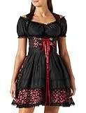 Dirndline Damen Premium Dirndl mit Bluse Kleid f?r besondere Anl?sse, rot/schwarz, XL