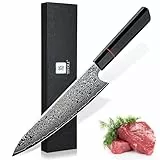 TIVOLI Damaszener Santoku Messer - 8 Zoll Professionelles Handgeschmiedetes Kochmesser, Scharfer Fleischwolf für Fleisch, Gemüse und Fisch, Kommt mit Einer Schönen Geschenkbox
