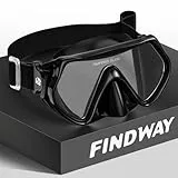 Findway Taucherbrille Erwachsene mit Stoffband, Schnorchelmaske für Herren Damen mit Nasenabdeckung Schwimmbrille Anti-Fog, Tauchmaske mit 180°Panorama HD Tempered Glas Anti Nebel Anti-Leck