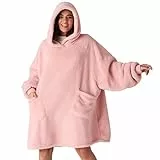 BEDSURE Hoodie Decke mit Ärmeln - Kuschelpullover als Geschenke für Frauen - Übergroßer Tragbare Decke Kuscheldecke mit Ärmeln Weihnachtsgeschenke für Frauen Freundin Mütter Damen, Rosa 107x90 cm
