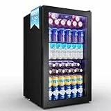 TRIUMPHKEY 95L Getränkekühlschrank mit Klima KÜHLUNG | Neu: Gleichmäßige Kühlung & frostfrei | 4 verstellbare Ablagen für 130 Dosen | Für Bar, Büro & Haushalt