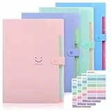KONVINIT 4 Pack Fächermappe A4 Ordnungsmappe Erweiterbar Dokumentenmappe Grosse Kapazität Gummibandverschluss für Haus,Schule und Arbeitsreise