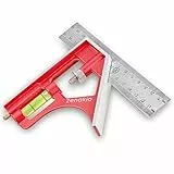 Zenakio Kombinationswinkel 15cm - Präzises Messen und Markieren - Edelstahl-Winkellineal - Ideal für Holz- und Metallarbeiten - Zenakio Professioneller Kombiwinkel