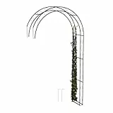 Relaxdays Rosenbogen Halbbogen, Metall, HxBxT: 245 x 130 x 36 cm, Rankbogen für Kletterpflanzen, Wandrosenbogen, schwarz