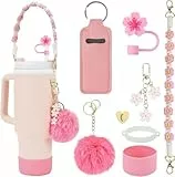 Stanley Cup Zubehör Set - Strohhalm Abdeckung, Wasserflasche Griff Riemen, Silikon Stiefel, Accessories für 800ml-1100ml Tumbler
