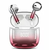 Bluetooth Kopfhörer, Kopfhörer Kabellos Bluetooth 5.3 In Ear Kopfhörer mit 4 ENC Mic, HiFi Stereo, 40H Kabellose Kopfhörer Tiefer Bass Wireless Earbuds, LED-Anzeige, IP7 wasserdichte Ohrhörer, Rot