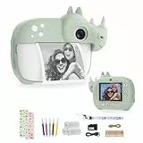 CAMCLID Kinderkamera, Sofortbildkamera Kinder 1080P mit 3 Rollen Druckpapier & 32G Karte, Dual-Objektiv Kinder Kamera Selfie Digitalkamera Kinder Geschenk für 3-12 Jahre Mädchen Jungen (Grün)