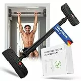 ELANI – sichere Klimmzugstange 70-92 cm bis 200 kg für Türrahmen ohne Bohren mit innovativer Gewindesperre – Pull Up Bar, Türreck Klimmzugstange Türrahmen, Klimmzug, Klimzugststange (Schwarz)