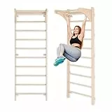 Sprossenwand mit Klimmzugstange für Erwachsene (230 cm), Holz-Kletterwand, Multifunktionales Fitnessgerät, Kletterleiter für Erwachsene & Kinder, 100% ECO, Made in EU