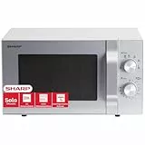 Sharp R204S Solo-Mikrowelle/ 20 L/ 800 W/ 6 Leistungsstufen/Zeitschaltuhr von 30 Minuten bis 00 Sekunden/Gewichtgesteuertes Auftauen/Glasdrehteller (24, 5 cm)/ Silber