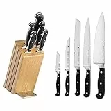 WMF Messerblock Spitzenklasse Plus 6-teiliges Messerset, 5 geschmiedete Küchenmesser mit Performance Cut für langanhaltende Schärfe, Block aus Eiche mit Koch-, Brot- und Fleischmesser, Made in Germany