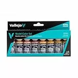 Acrylicos Vallejo 70124 Farbset, Gesichts-und Hauttöne, 8x17 ml, braun, 17 ml (8er Pack)