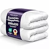 John Cotton Bettdecke 200x220 - Elegant & Leichte Decke für Sommer | Weiche & Atmungsaktive Allergiker Oberbett | Oeko-Test Zertifiziert Steppdecke | Bettdecken 200x220cm | Schlafdecke