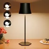 Tyonto LED Tischlampe Kabellos Dimmbar 3 Farbtemperatur Touch Akku Abnehmbar IP54 5000mAh Schnell Aufladbar Usb Lampe Für Indoor&Outdoor Geeignet Restaurant Schlafzimmer Camping (1 Stück, black)